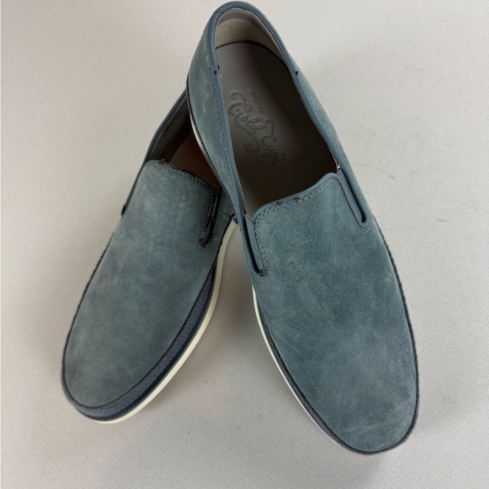 Men's Sperry Gold Cup Blue Suede Slip-Ons Size 11.5 M NWOB